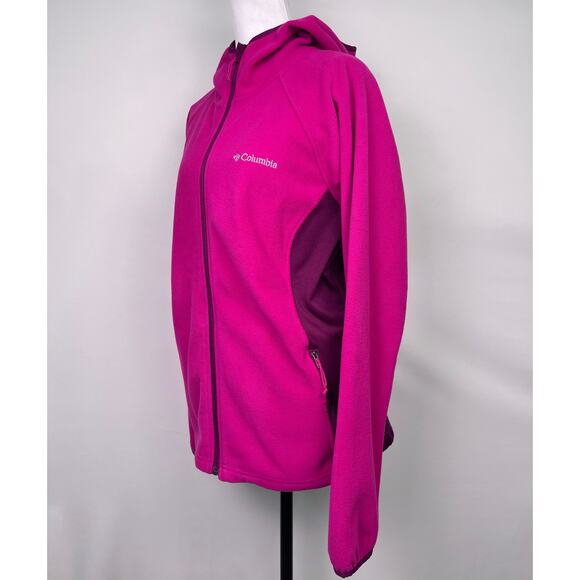 Columbia Fuchsia Pink Full Zip Fleece Hoodie Women’s Size XL - Picture 3 of 12